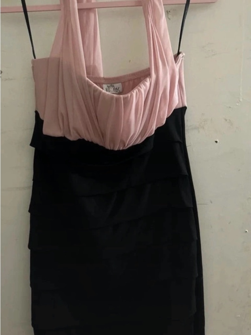 Sweet Storm Pink and Black Layered Midi Dress